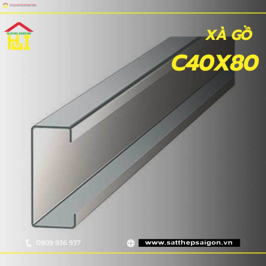 Xà gồ C40x80x1.2mm, 1.4mm, 1.5mm, 1.6mm, 1.8mm, 2.0mm, 2.3mm, 2.5mm